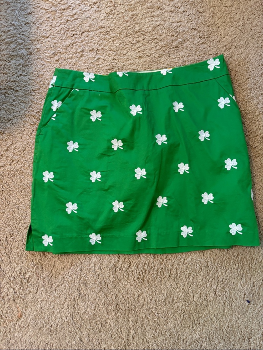 Green Loudmouth Golf Skort  White Floral Embroidery